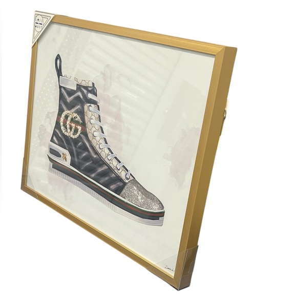 NWT LOIS OWEN Designer Art Print under glass with gold metallic frame 16x20 - Picture 7 of 9